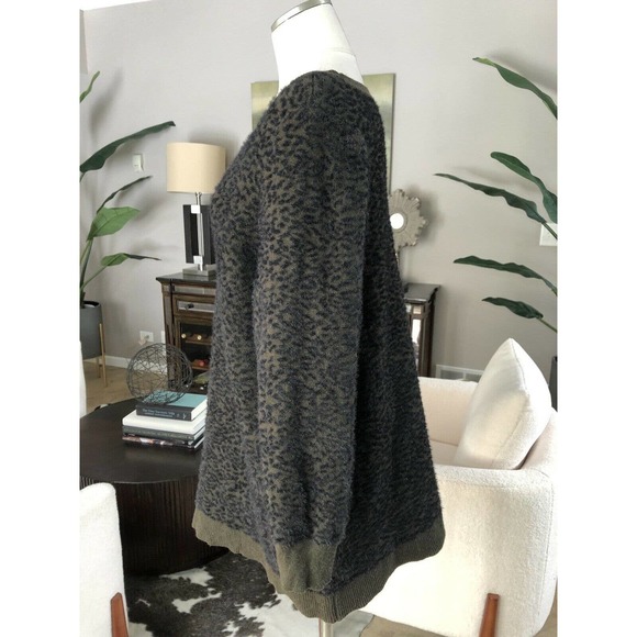 Mesh Lace Olive/black Animal Print Sweater - Picture 6 of 8